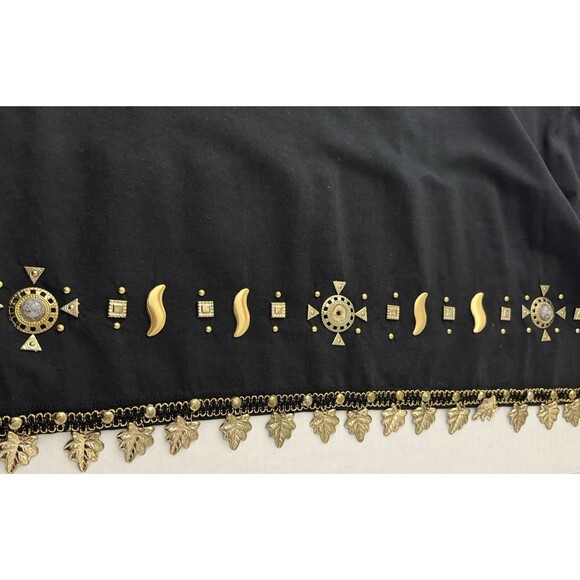 Vintage 80's Women's Plus 3X Top Black w/ Metal Embellishment & Art to Wear - Picture 8 of 16